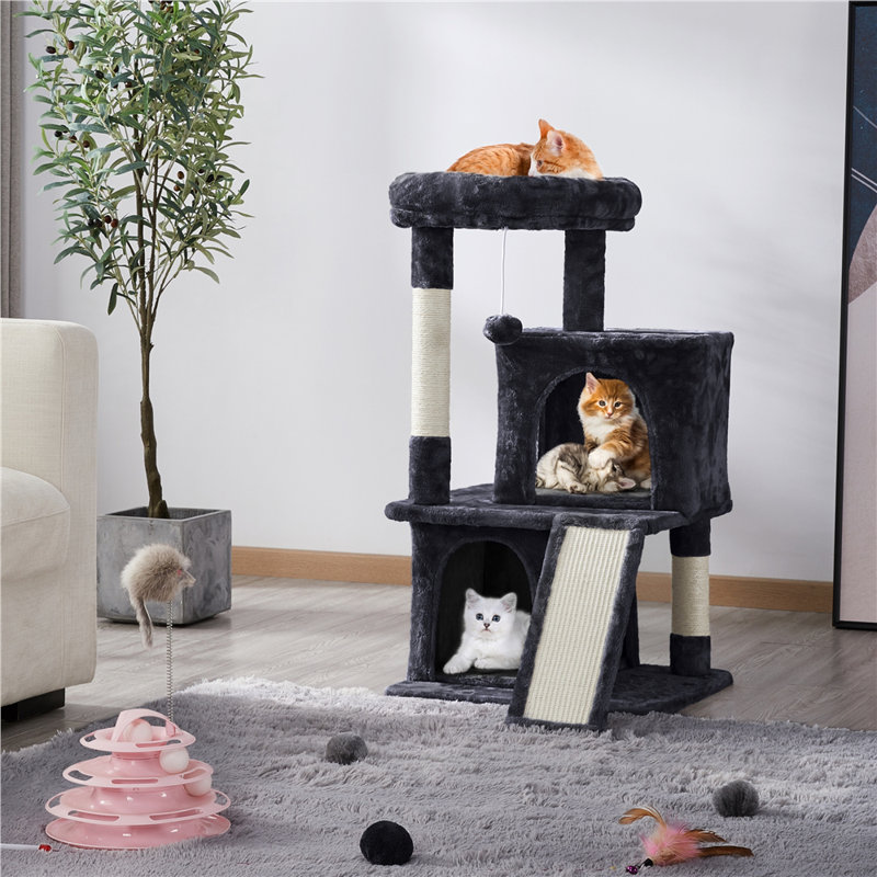 91cm H Multilevel Cat Tower, Black