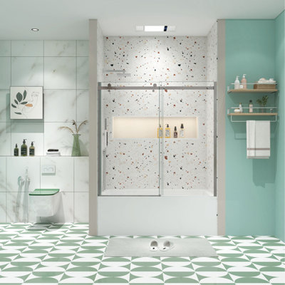 Bathtub Shower Door, Sliding Door, With 5/16" Tempered Glass
