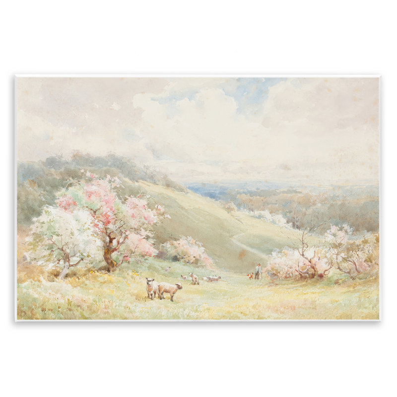 «Lambs Strolling Pastel Countryside», par Lux + Me Designs, H 10 po x l 15 po