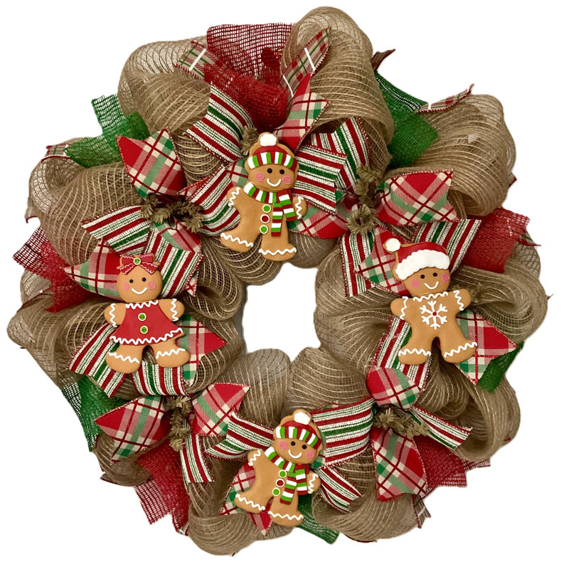 Couronne de Noël avec des hommes en pain d'épice