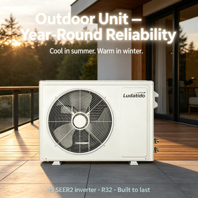 18000 Btu 19 Seer2 Ductless Mini Split Heat Pump System, White, 40.4" & 30.7" Width