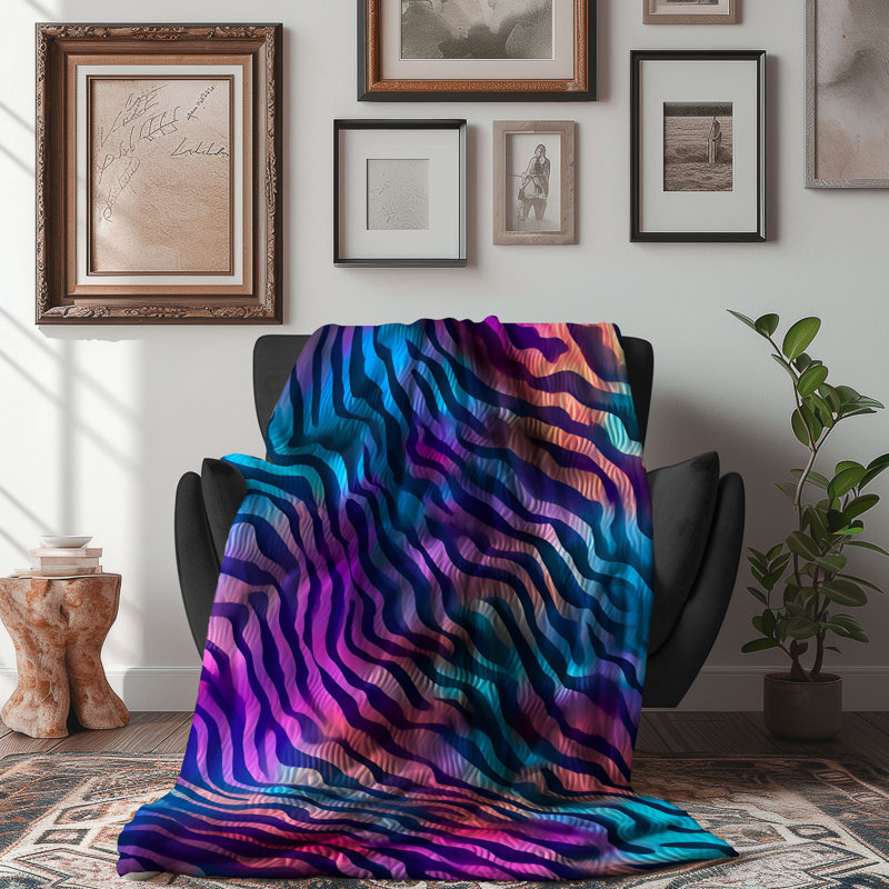 Astral Tigers holographiques - couverture Sherpa de qualité supérieure 1 pièce, Lit simple