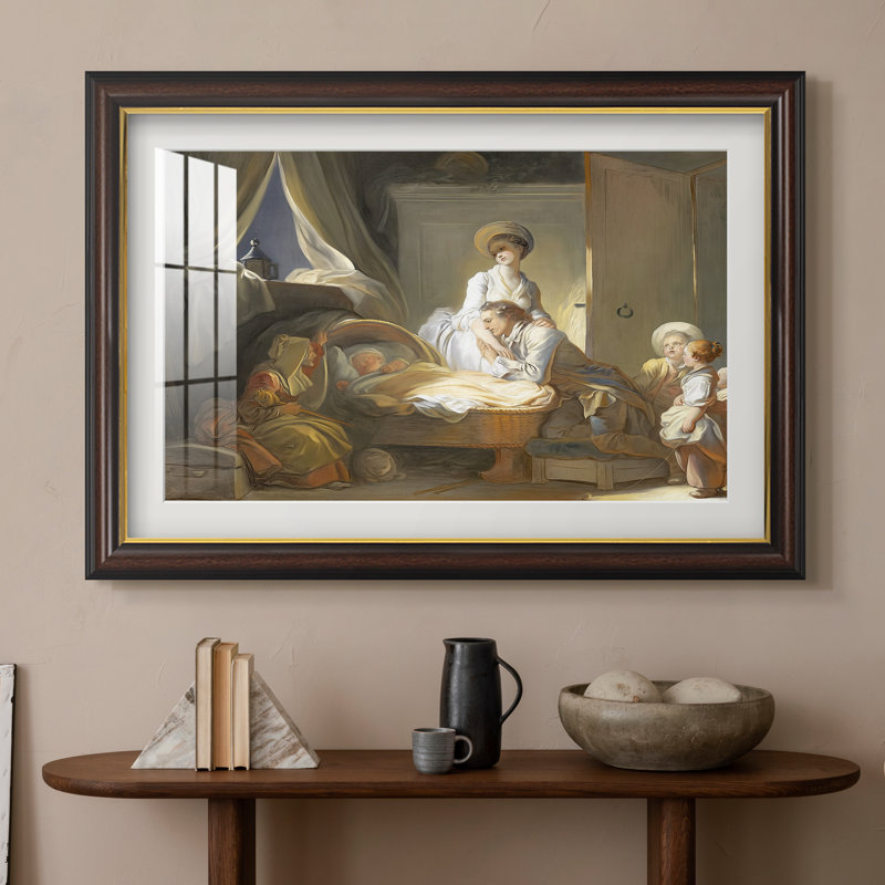 Visite à la pouponnière, vers 1775 - Jean-Honoré Fragonard - Estampe encadrée sur mesure, Format intérieur 20 po x 28 po