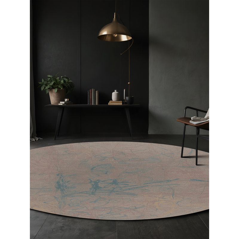 Tapis gris soyeux et moelleux, Rond 8 pi