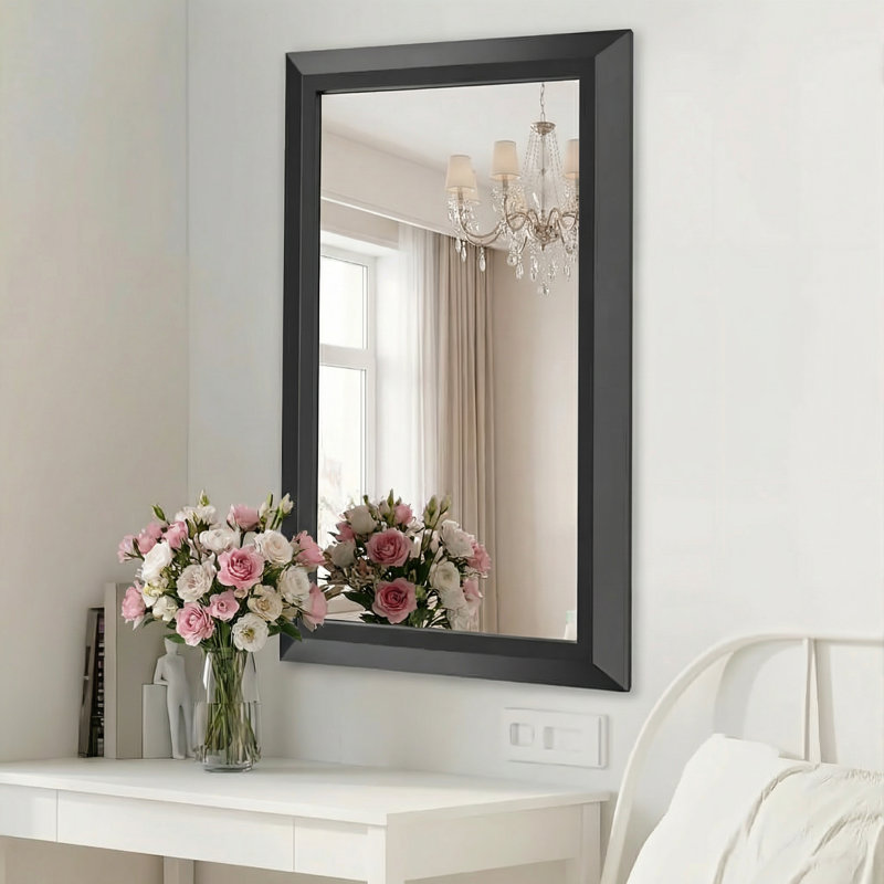 Miroir de salle de bain en verre trempé épais de haute qualité, 24 po x 16 po, Noir