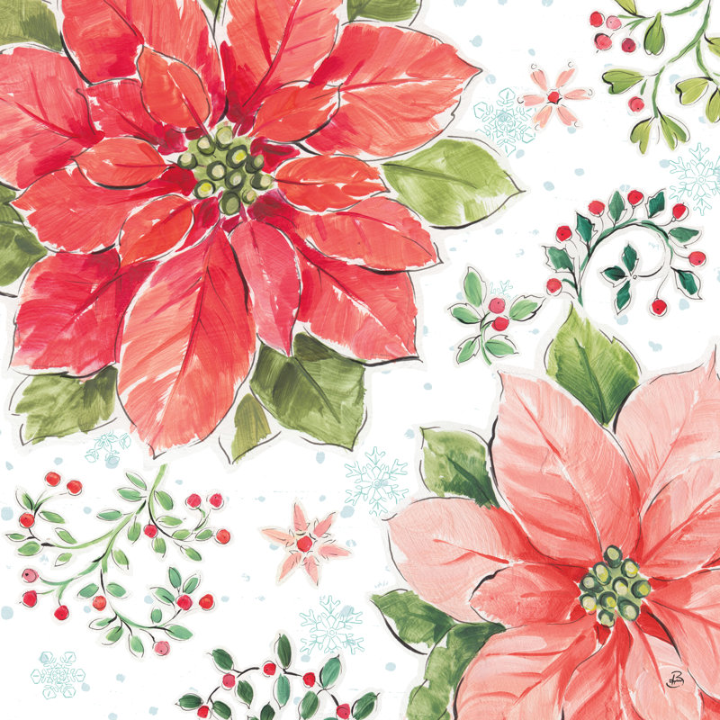 Country Poinsettias III, reproduction encadrée, Non, H 12 po x l 12 po x P 1,25 po, Toile encadrée noire