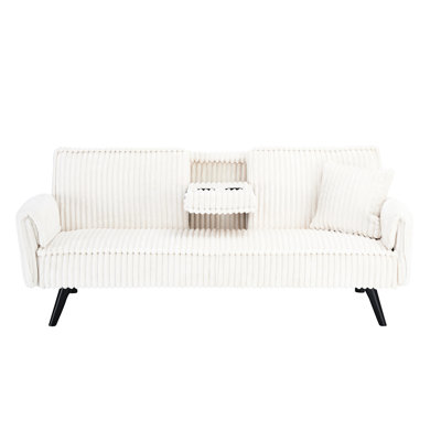White Corduroy Convertible : Multi-Purpose, Comfortable Padding, Cup Holder Included Poolside With Quick-Dry Fabric: Waterproof And Practical, Base