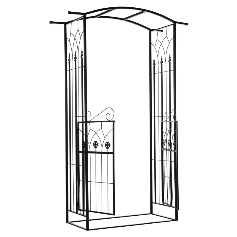 51.5'' W x 19.3'' D Metal Arbor with Gate in Black