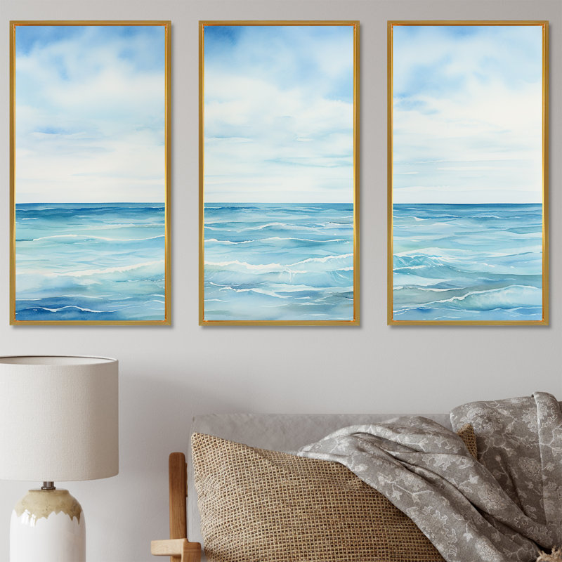 Ensemble de décorations murales Ocean Ocean, Cadre flottant doré, H 40 po x l 60 po x P 1 po