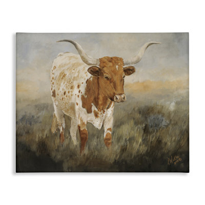 Spotted Longhorn in Countryside Canvas Wall Art, design by Kathy Winkler