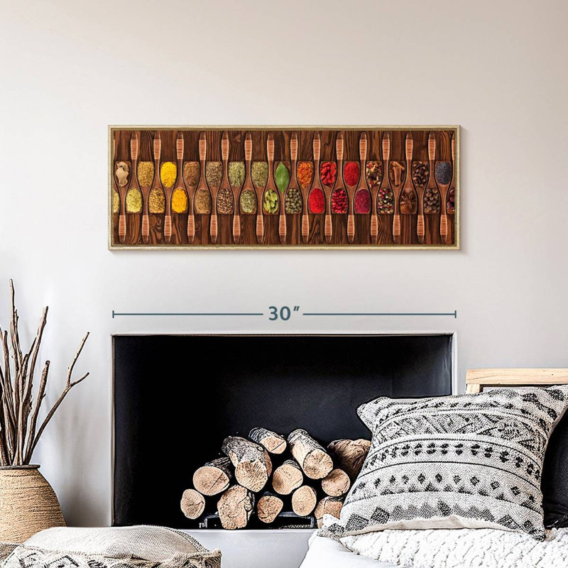 Herbes indiennes, Cadre flottant en bois naturel, 31 po x 11 po