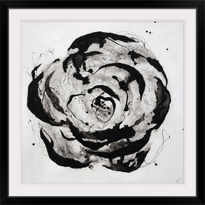 «Black and White Bloom I», reproduction d'art Angelinamarie, H 38 po x l 38 po x P 1 po, Cadre noir
