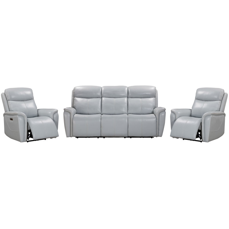 Causeuse et fauteuil inclinable électrique Allysia, Gris couturier, 3 Pieces: Sofa, 2 Recliners