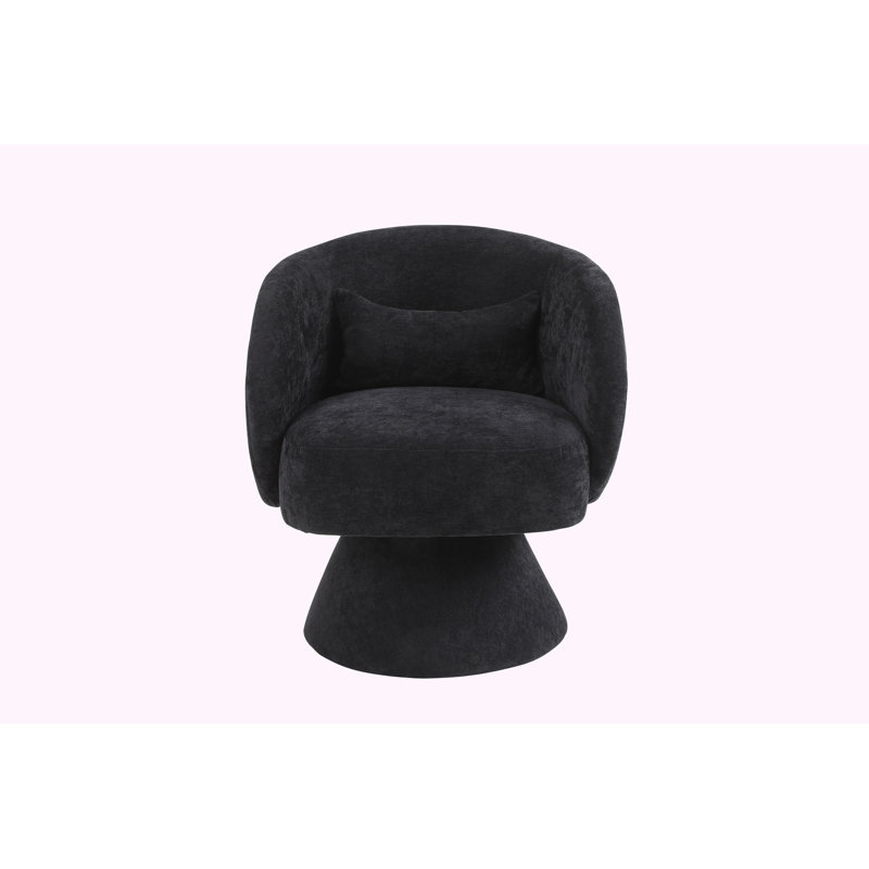 Huertes 26.40'' Wide Swivel Armchair, Black Linen