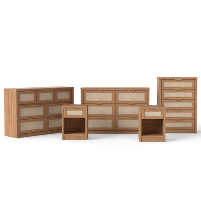 Rattan Dresser & Nightstand Set