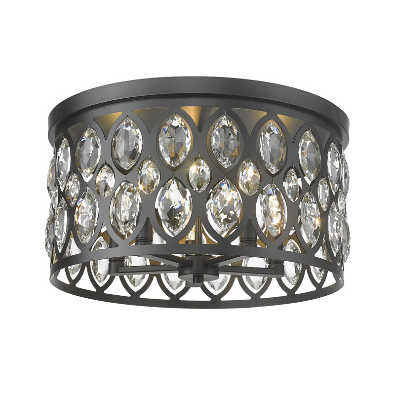 Plafonnier encastré en cristal Fredric, Noir mat