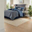 Ensemble de literie luxueux en jacquard bleu marine, matériau en polyester, confort moderne