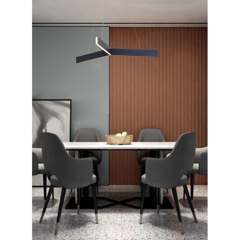 Lustre 3 lumières DEL noires avec diffuseurs en acrylique, Noir