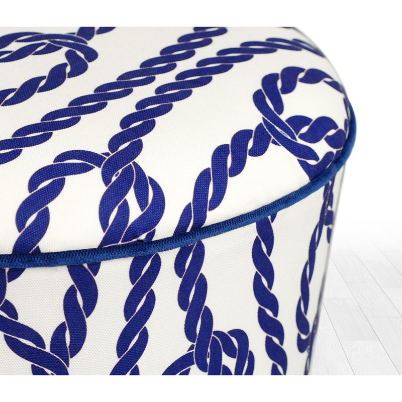 Repose-pieds pouf élégant, bleu et blanc, 16,5 po x 16,5 po x 16,5 po | 100% microfibre avec 35 éponges orthopédiques, d'une hauteur de 6,0 po | Pieds en bois durable | Parfait pour les espaces de décoration et de divertissement impressionnistes