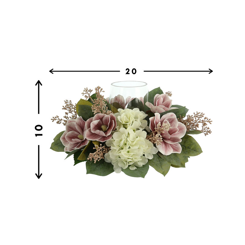 Artificial Hydrangea and Peony Arrangement in Glass Vase