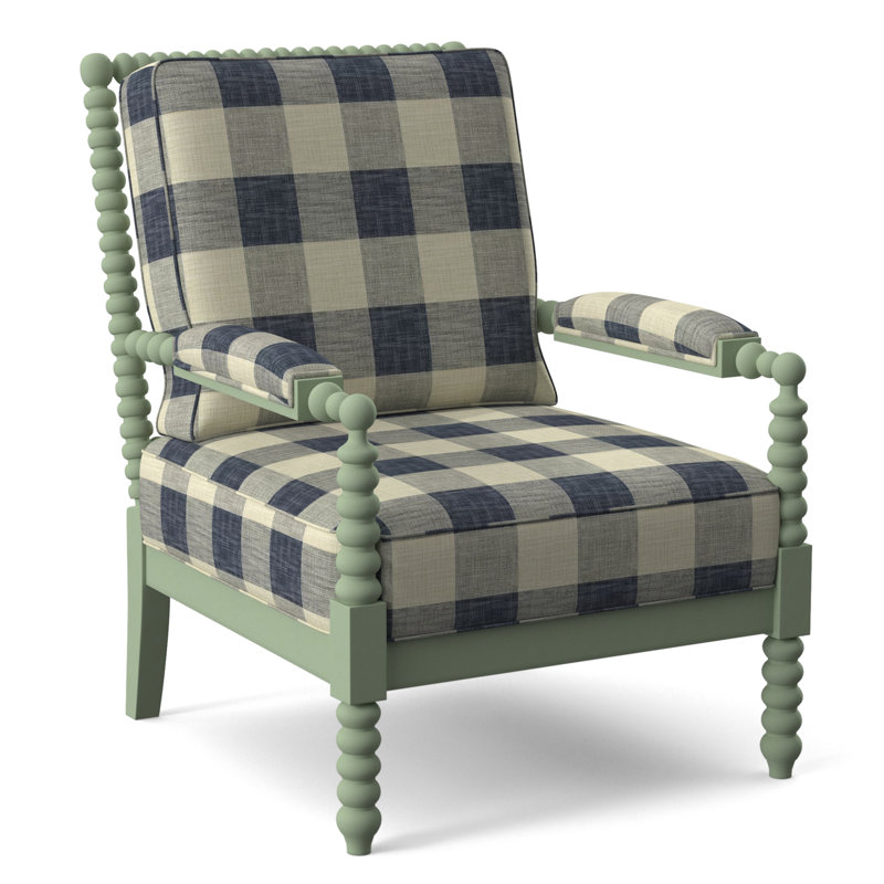 Fauteuil Jamilla Sabrina, Blue Buffalo Check; 0120-61, Finition céleri