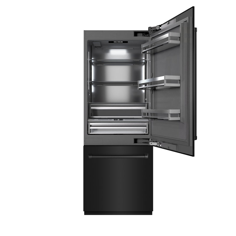ZLINE 30 in. Built-In Refrigerator in Black Stainless with Graphite Gray Interior, Black Stainless Steel