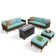 Phenice 9 - Person Wicker Outdoor Patio Conversation Furniture Sectional Set with Fire Pit Table
