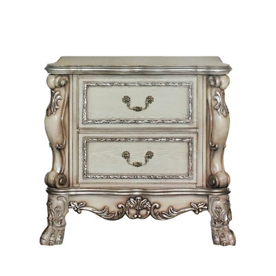 Traditional Nightstand With 2 Drawers, Wooden Single Bedside Table