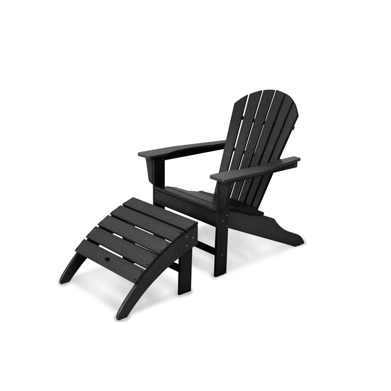 POLYWOOD South Beach Adirondack 2-Piece Set, Black