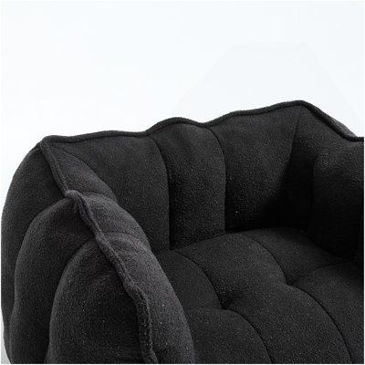Soft Bean Bag Chair With High Resilient Foam(Chips)For Living Room And Bedroom,Comfortable Square Lazy Sofa With Footstool, Cover For Adults To Gaming, Reading, And Watching TV