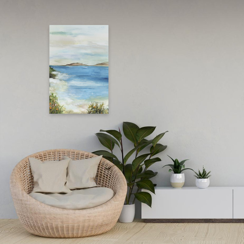 Paysage marin et littoral, plage bleue, art, H 24 po x l 16 po