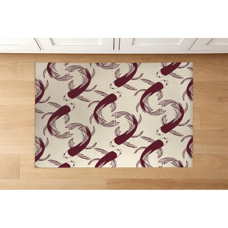 Tapis de cuisine Koi, Rectangle 3' x 5', Wine Animal Print