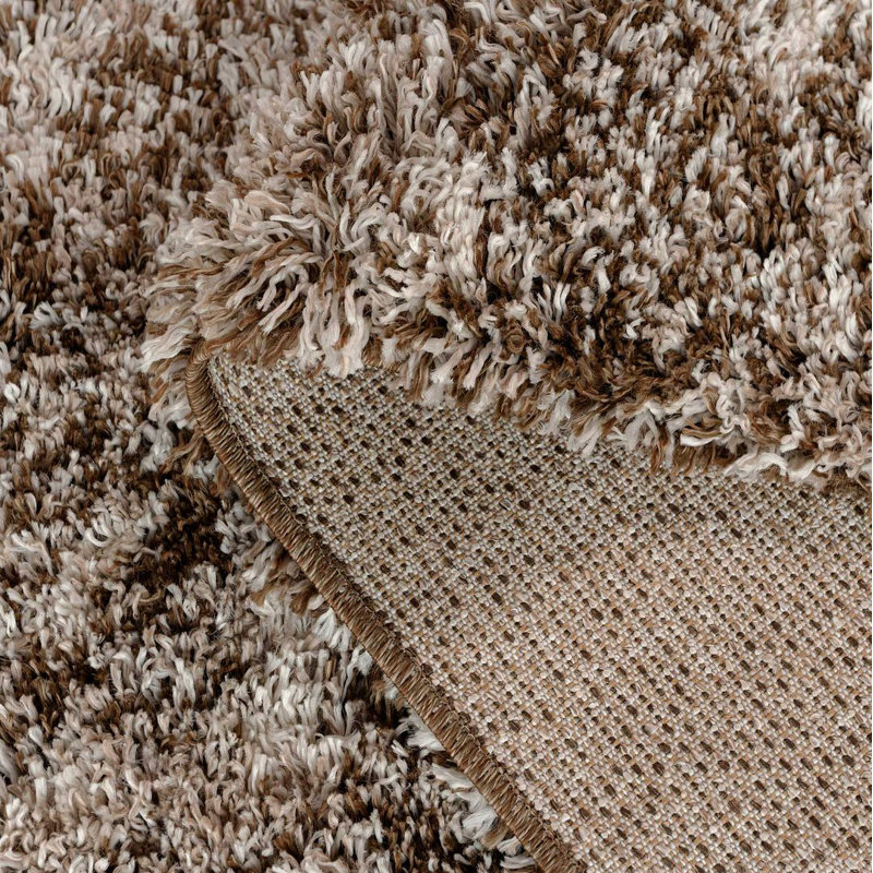 Geyer Shaggy Brown/Grey Rug, Runner 60cm x 240cm
