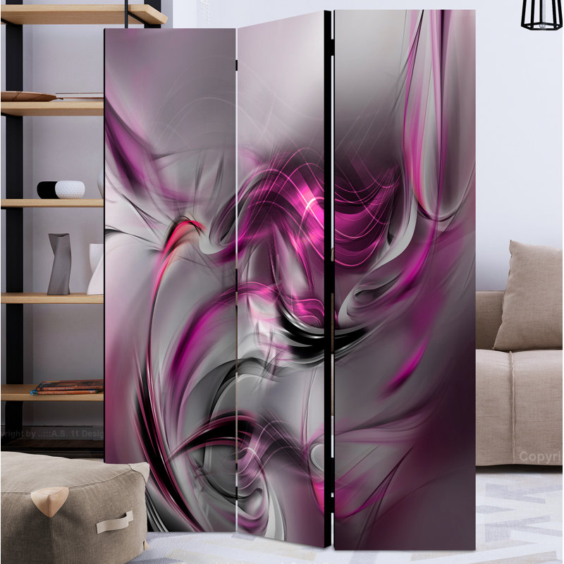 Pensacola 172cm H Solid Wood Folding Room Divider, 3, Pink
