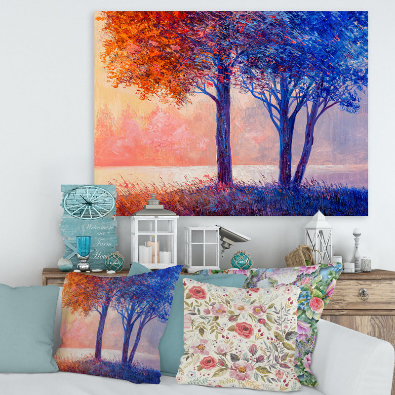 «Colorful Autumn Forest Beautiful River», reproduction sur toile, Toile tendue, H 12 po x l 20 po x p 1 po