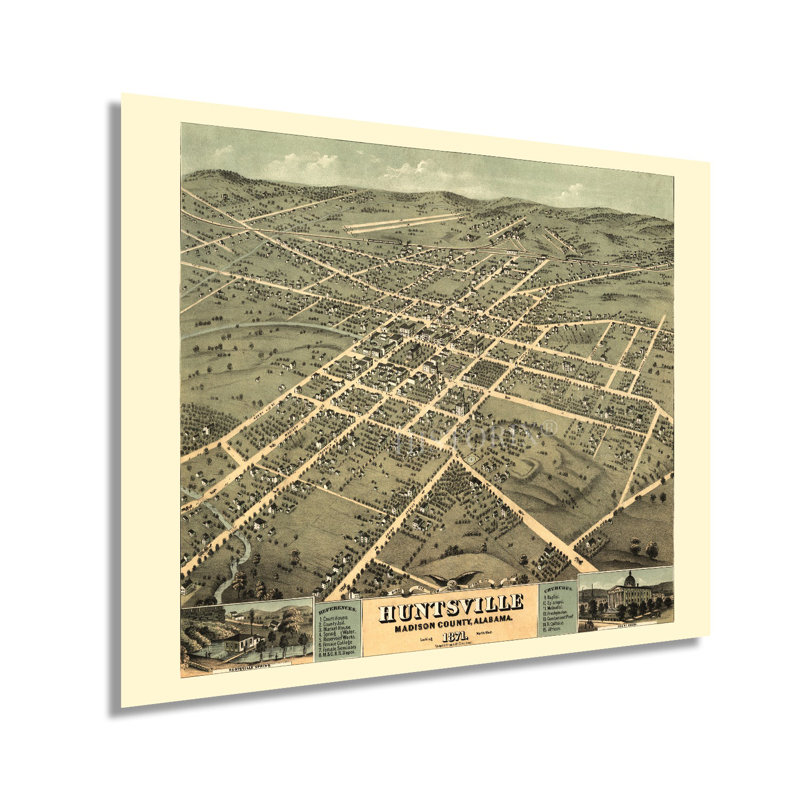 «1871 Huntsville Madison County Alabama», reproduction sur papier, H 24 po x l 30 po
