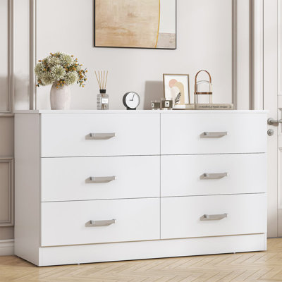 Dresser for Bedroom,6 Drawers Dresser Modern Wood Double Chest of Drawers for Bedroom Living Room
