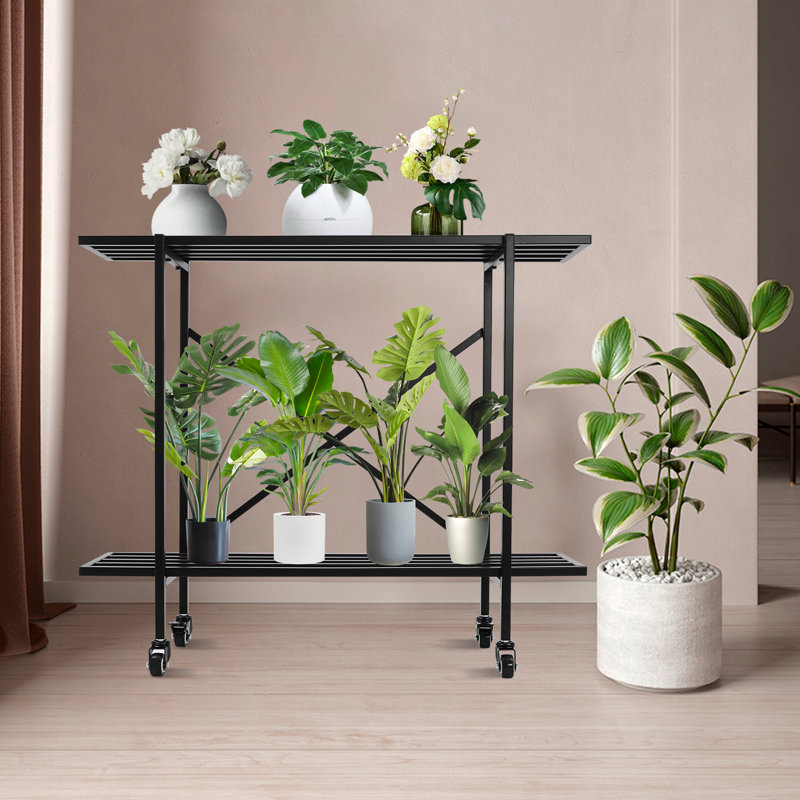 Sonsoles Plant Stand, 30" H x 35" W x 8.6" D, Black