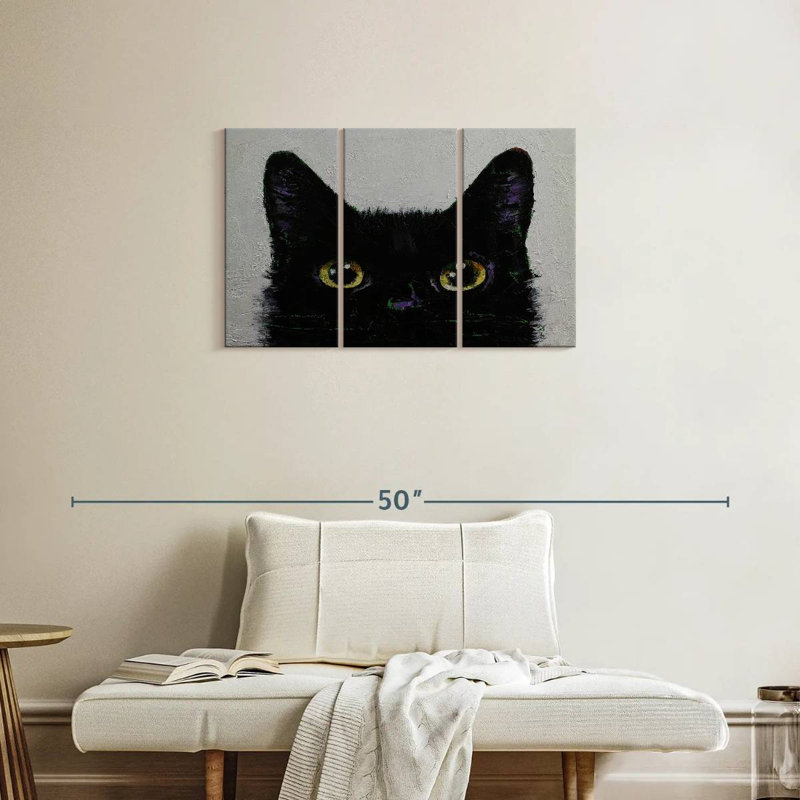 Black Cat Peeking, 20" H x 33" W