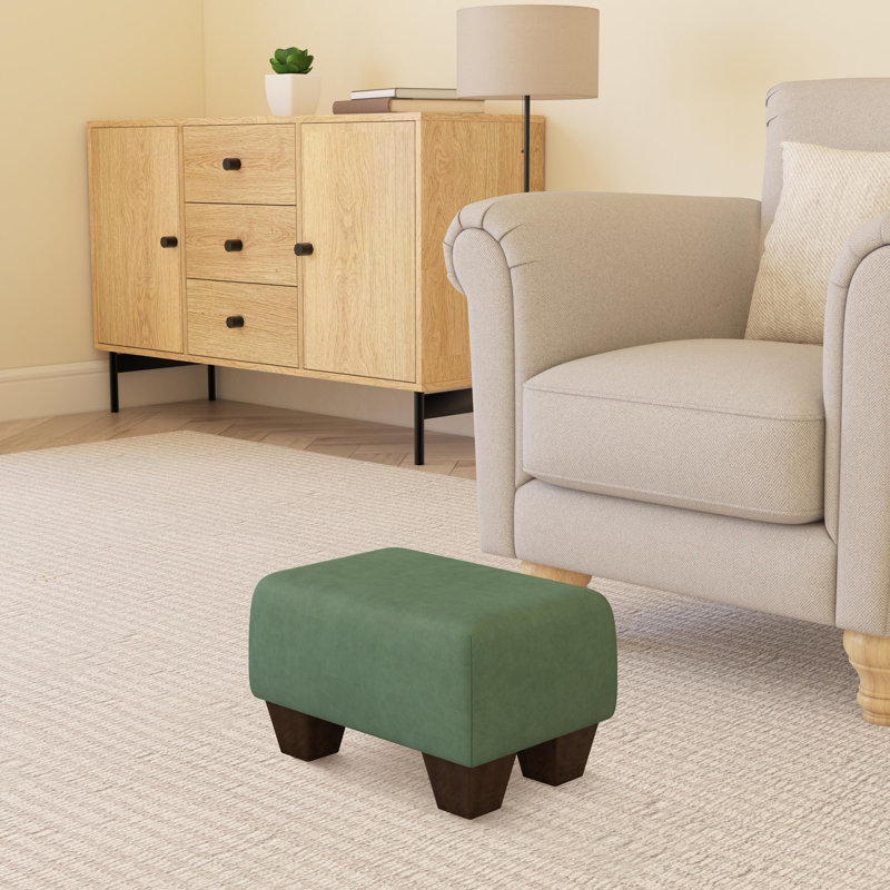 Manufactured Wood Accent Stool, Velvet, Mahogany Wood, Aqua Blue