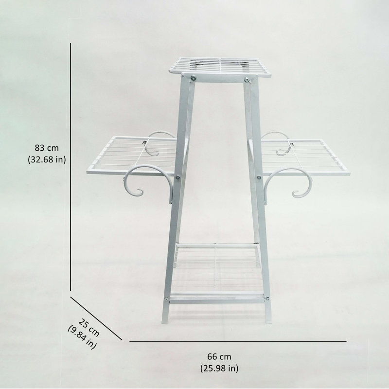 White Iron 3-Tier Indoor/Outdoor Plant Stand