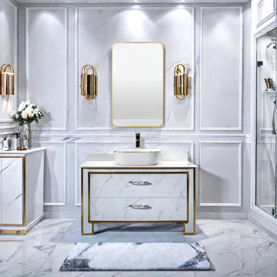 Light luxury stainless steel bathroom cabinet