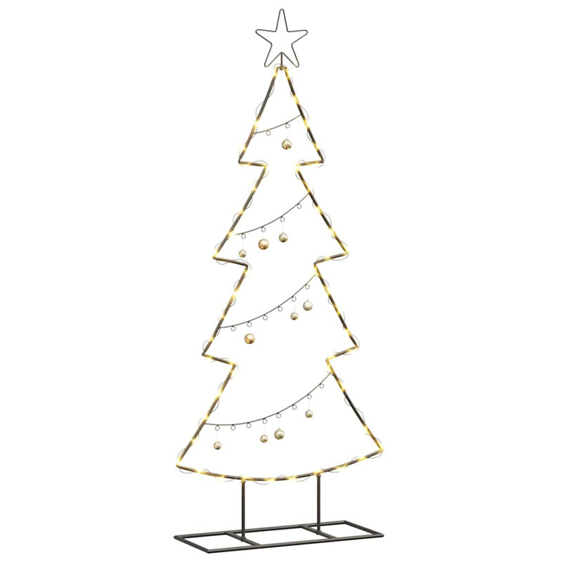 Metal Christmas Tree with Stand Black Steel, 125cm H