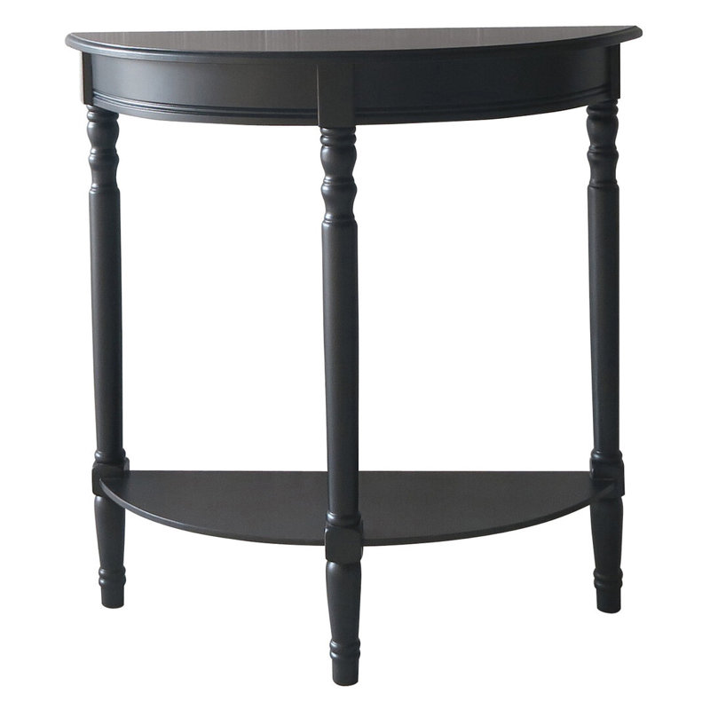 80cm Solid Wood Top Console Table, Black
