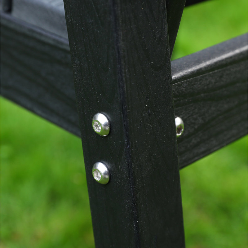 Chaise d'extérieur, noire, résistante aux intempéries, supporte jusqu'à 100 kg, solution nécessitant peu d'entretien pour la construction de terrasses, ne se décolore pas, idéale pour les espaces.