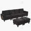 Canapé modulaire moderne en U de 115 po avec deux repose-pieds mobiles, ports USB et tables d'appoint pour le salon, noir-1385840436