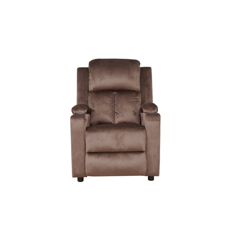 Cunane 31.5'' Wide  Recliner with 2 Cup Holder, Brown Polyester