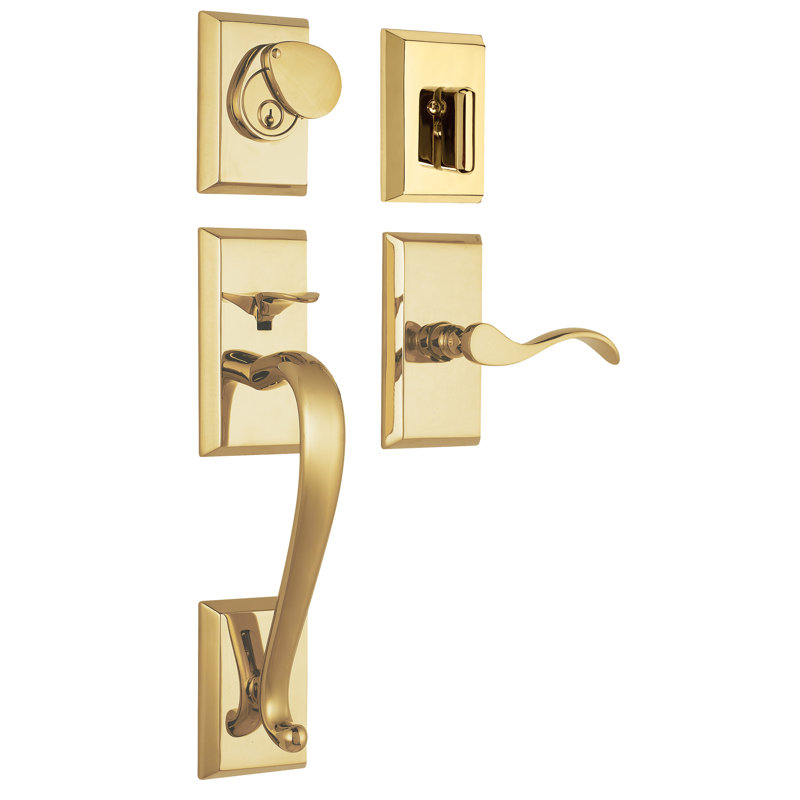 Ensemble de poignées de qualité supérieure avec pêne dormant cylindrique simple, levier de porte et rosette, Laiton poli