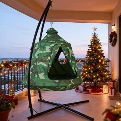 Support en X pour hamac suspendu avec tente d'arbre, support de balançoire en métal pour l'intérieur avec tente de jeu, siège de terrasse pour panier à œufs avec support, chaise de balcon pour chambre à coucher avec support solide réglable