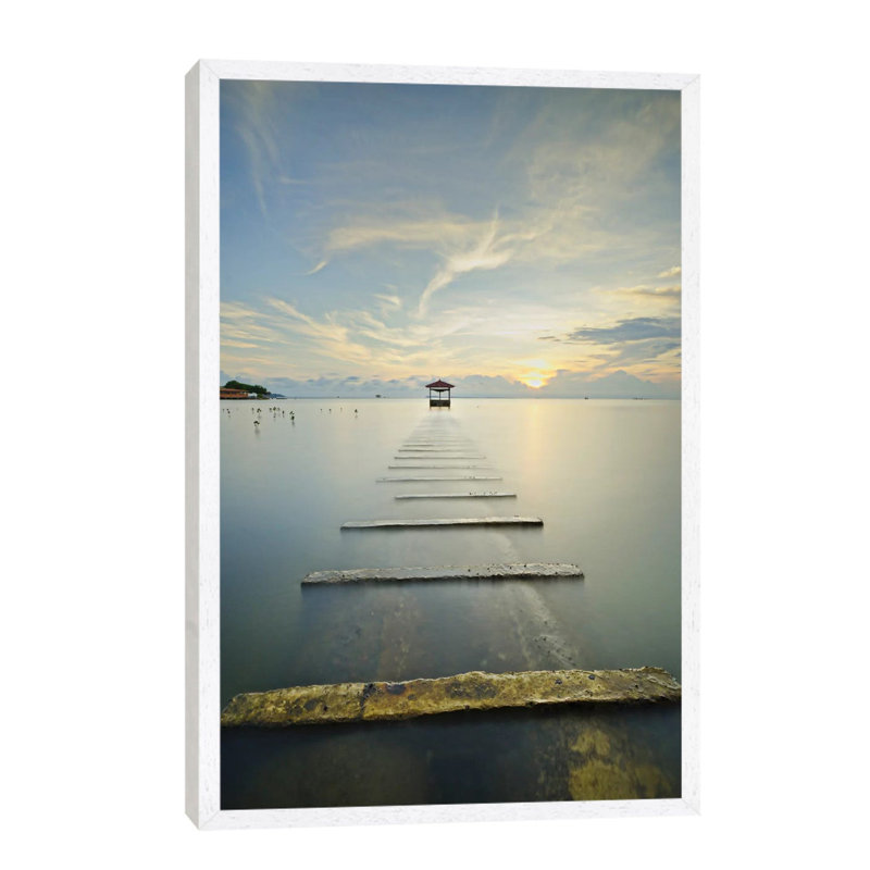 Ocean Train 1 Piece Wall Art on Canvas, 101.6 cm H x 66.04 cm W, White Floater Framed